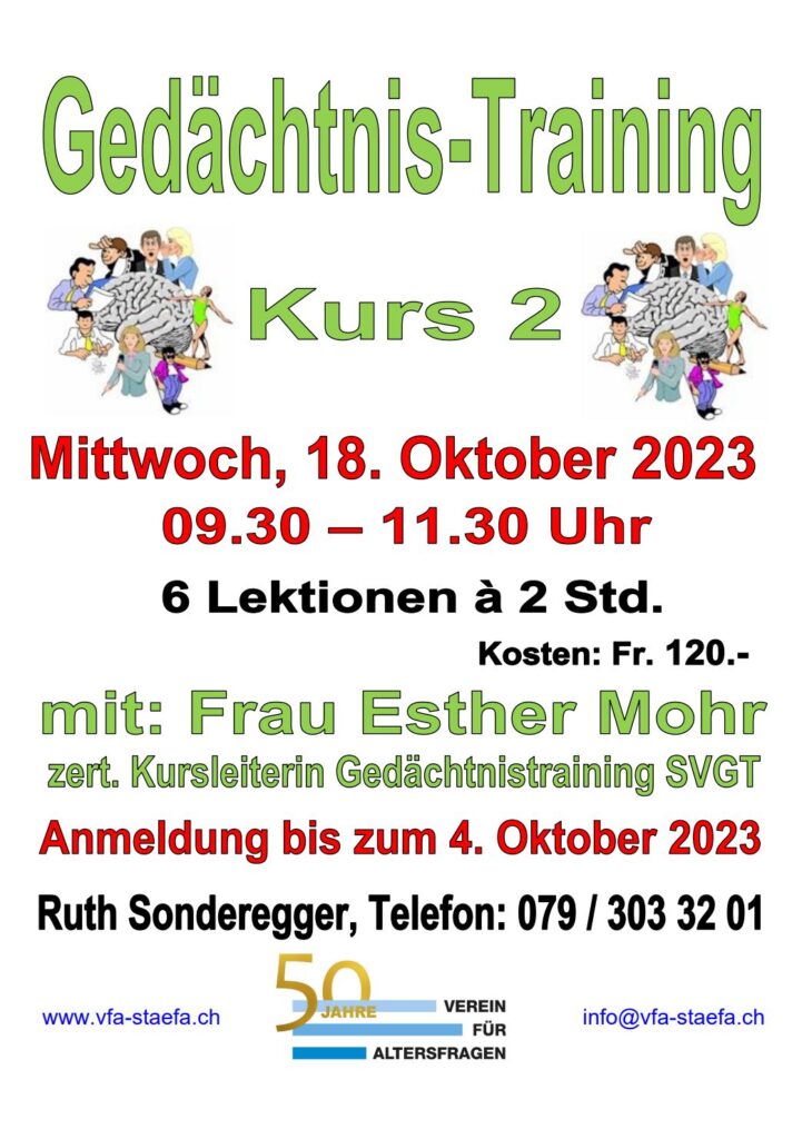 Flyer Gedächtnis-Training Kurs 4 Okt. 23