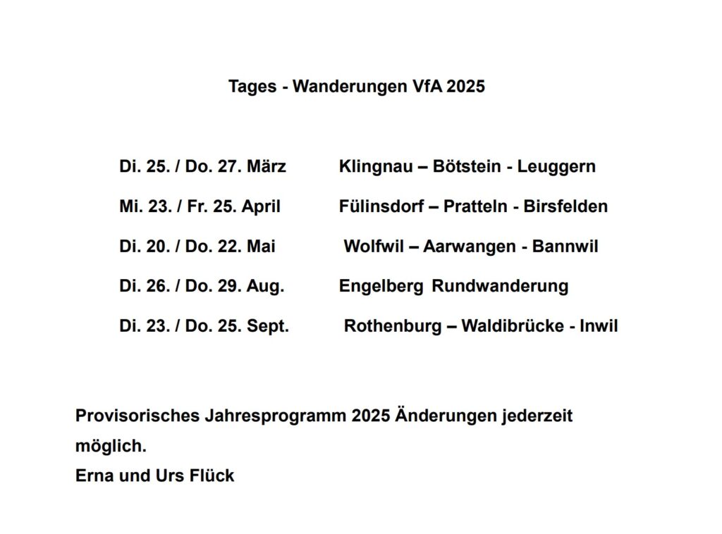 Wanderungen 2025 Wanderungen 2025